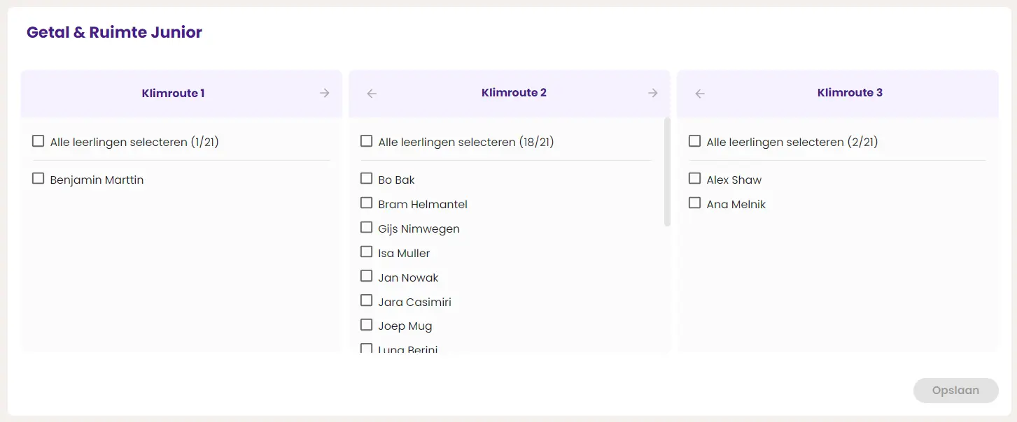 Digitaal werken met Getal & Ruimte Junior: klimroutes tijdens de les